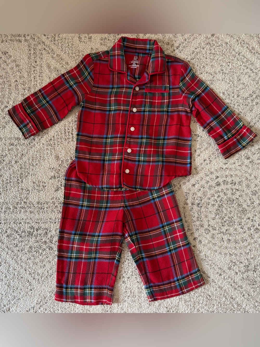 Baby Gap Plaid Flannel Pajamas Sz 12/18 M
